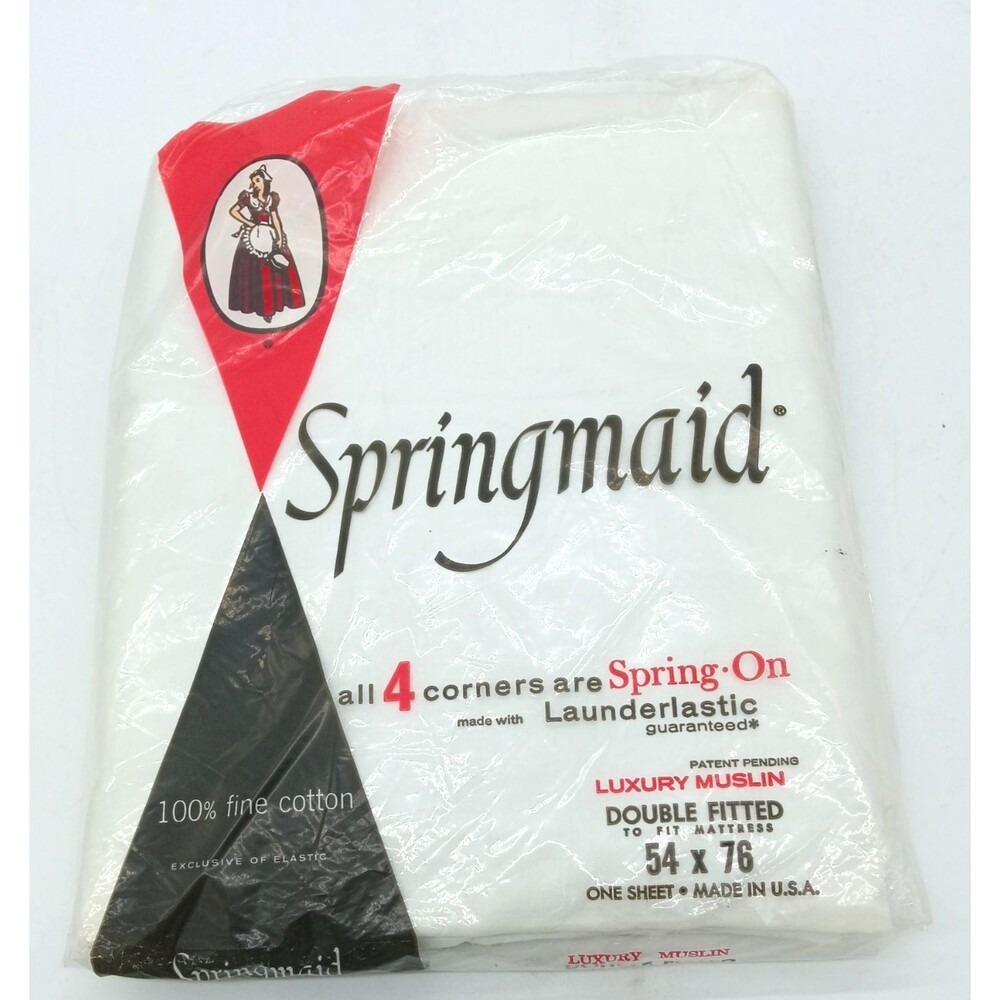Vtg Springmaid Double Fitted Sheet 100% Cotton Luxury Muslin 54X76 New Open Pkg